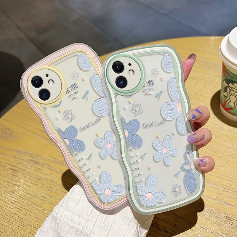 Casing Ponsel untuk OPPO A52 A92 A72 4G Casing pola bunga keberuntungan wadah Telepon anti guncangan Case lembut bening pinggiran gelombang warna-warni Cases hp kamera kreatif penutup pelindung sederhana Back Cover-4