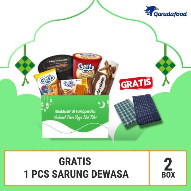

Promo Hampers Parcel Lebaran Garudafood 1A 2box- Biskuit Kaleng Free Sarung