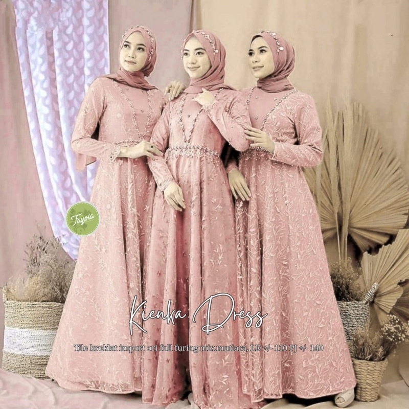 Kienka dress / gamis tile brokat BY FAYOLA