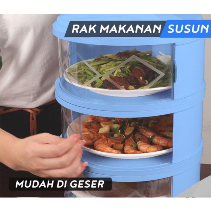 Rak Penyimpanan Makanan Tudung Saji 4Susun Jeon Lebih Tebal