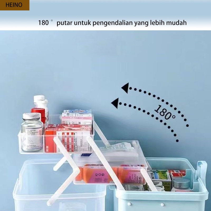 HEINO Box Obat Kotak Penyimpanan Kotak Obat Portable Plastic Storage Box Simple Multifunctional Transparent Box Organizer  Kotak Penyimpanan Transparan Serbaguna Tempat Kotak Penyimpanan Box Mainan Kotak Obat Tool Box kotak obat dinding