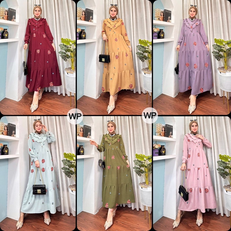 ZASKIA GAMIS SET BERGO FIRDA DRESS CRINKLE BORDIR AIRFLOW