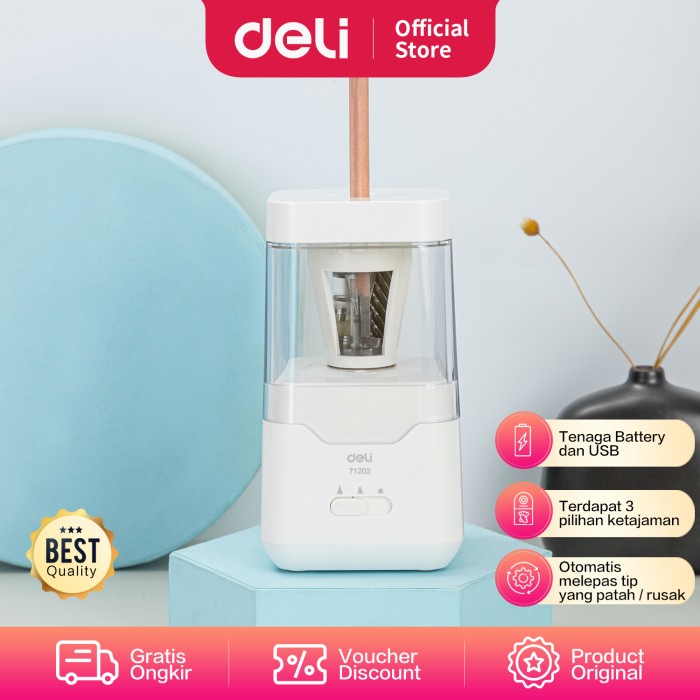 

TERMURAH Deli Electric Pencil Sharpener/Rautan Pensil Otomatis Autofeed E71202 /ALAT TULIS