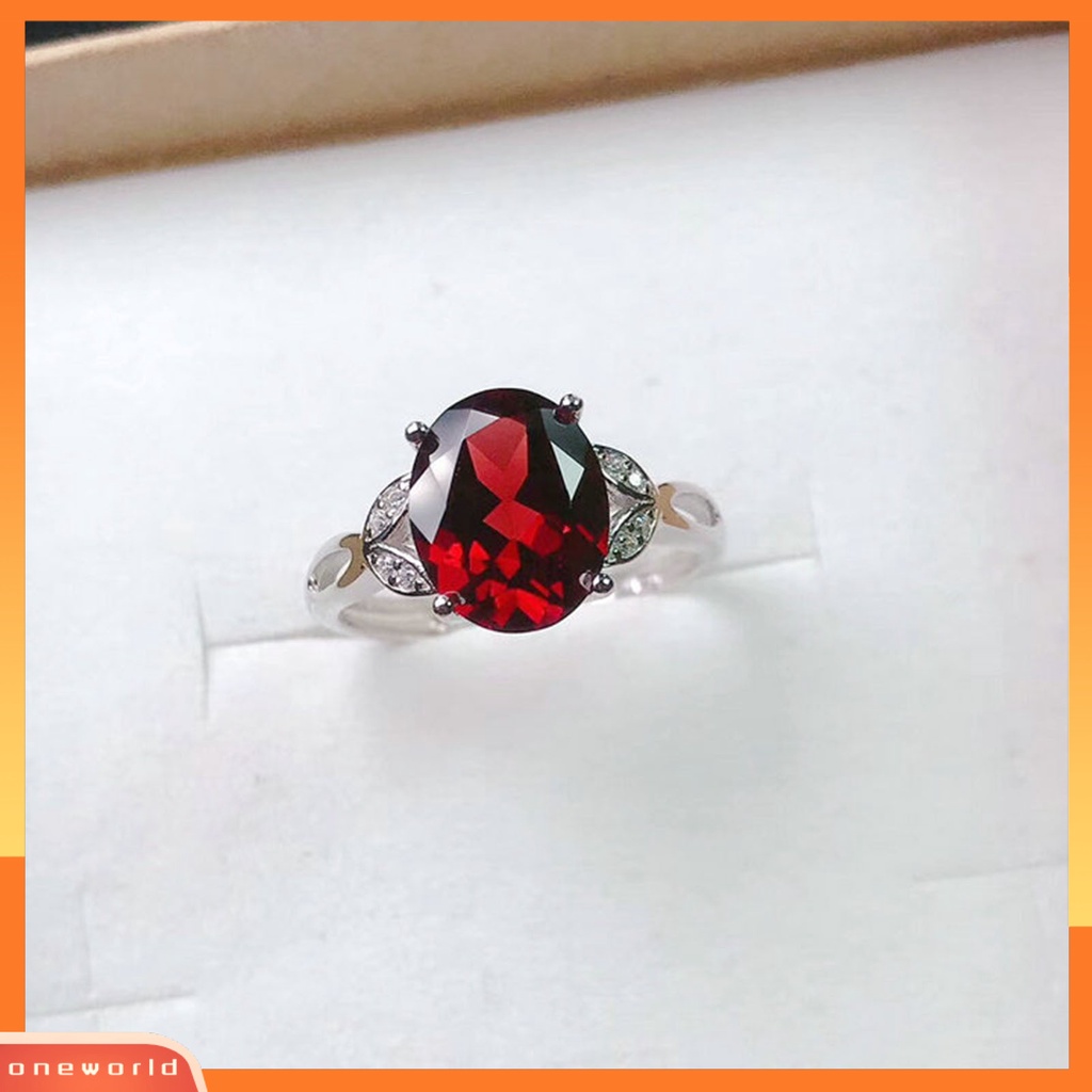 Cincin Model Terbuka Desain Geometri Hias Batu Delima Imitasi Berkilau Adjustable Untuk Wanita