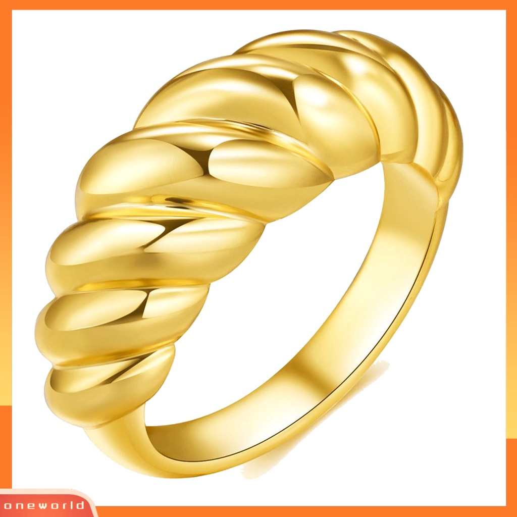 Oneworld Cincin Unisex Bentuk Twisted Anti Karat Untuk Pesta