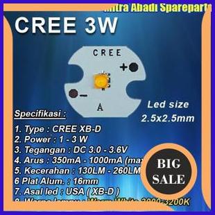 HPL 3W/High Power LED 3 Watt CREE XB-D Warm White diameter 16mm perkakas 54PR23