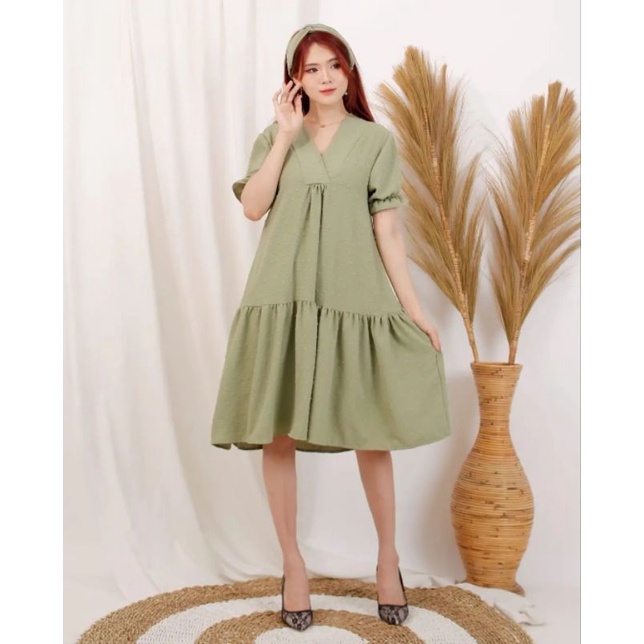 Ruffle polka dress - dress big size - dress jumbo series - dress ukuran jumbo dan allsize - dress po