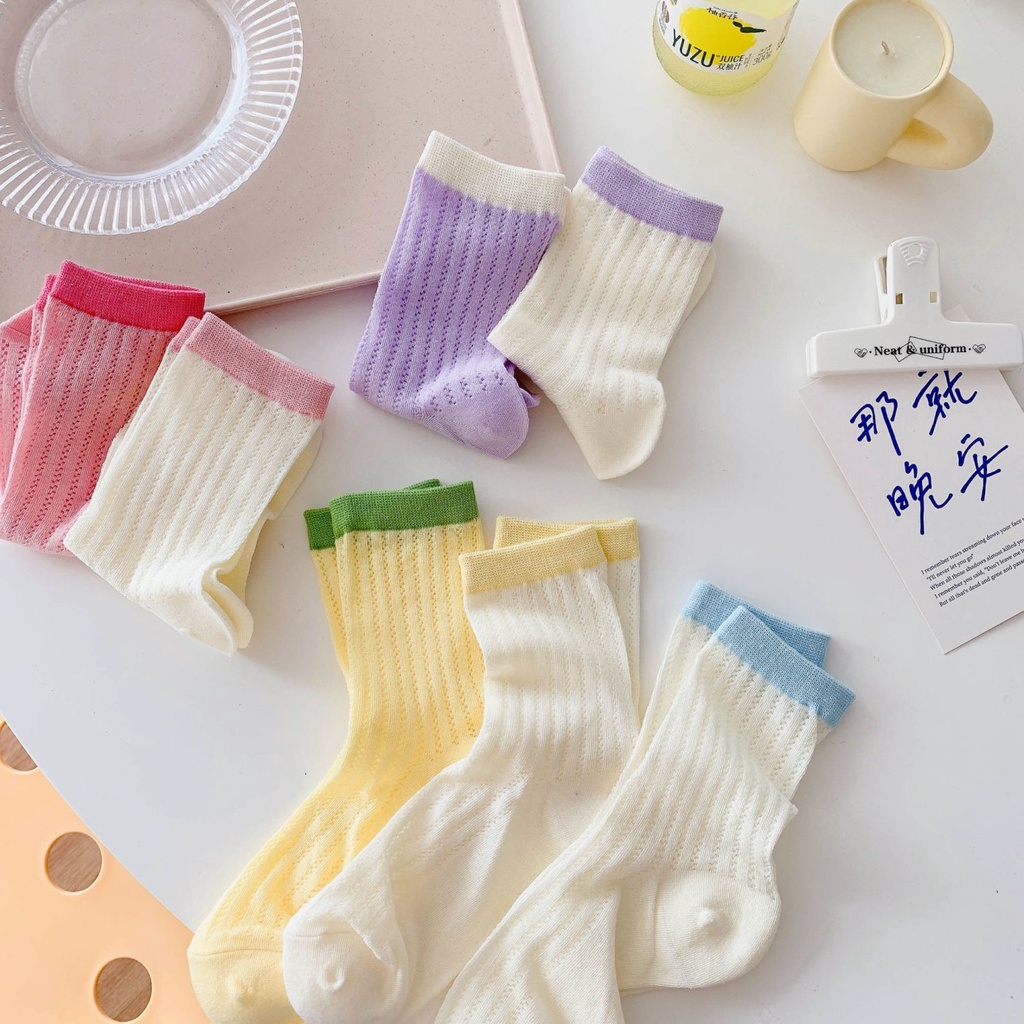 Kaus kaki warna-warni tipis di dalam kaus kaki warna permen manis yang dapat bernapas kaus kaki pert