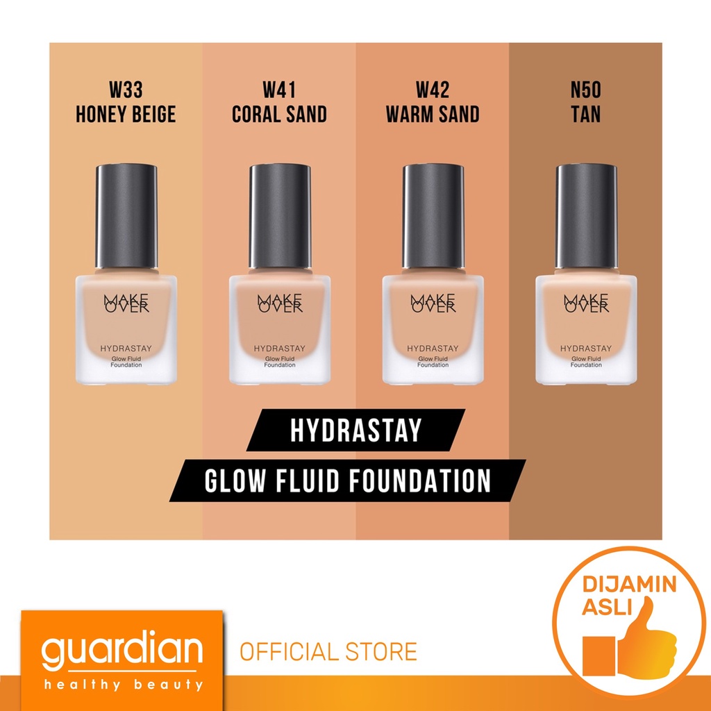 MAKE OVER Hydrastay Glow Fluid Foundation W42 Warm Sand 35ml