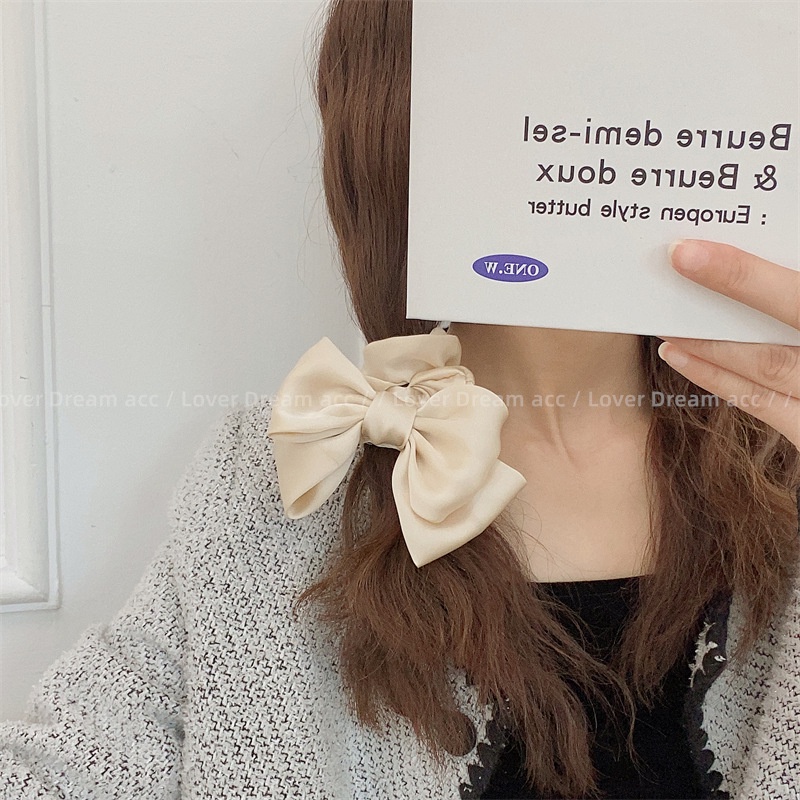 BOW KNOT SILK SCRUNCHIE IKAT KARET PONYTAIL RAMBUT MEDIUM RING KOREA SCRUNCHIES SATIN KAIN LEMBUT SOFT PITA SIMPUL KUNCIRAN RIBBON