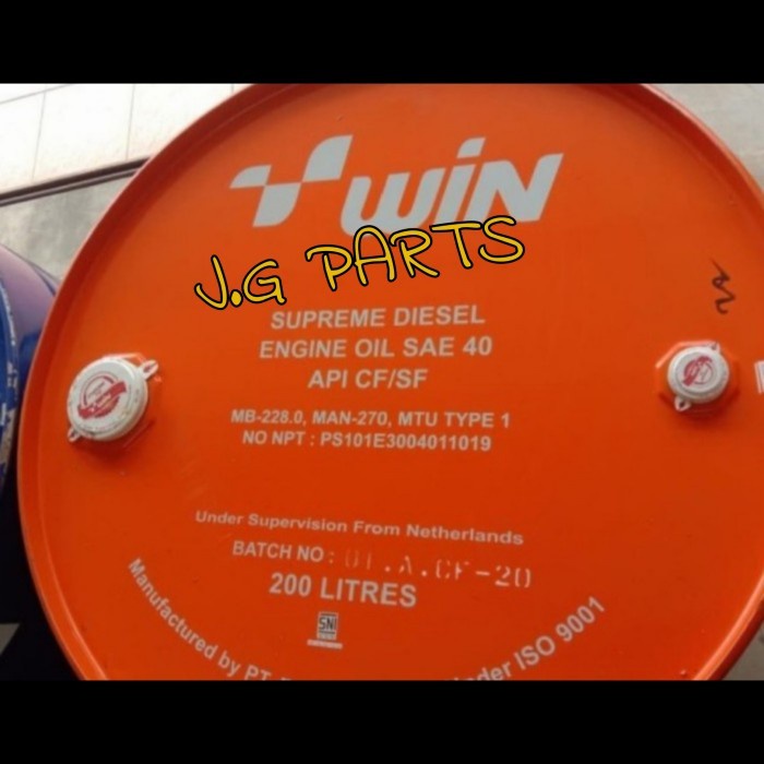 JGPS OLI MESIN SUPREME DIESEL S-40 SAE 40 15W-40 OLI DRUM WIN API CF SF