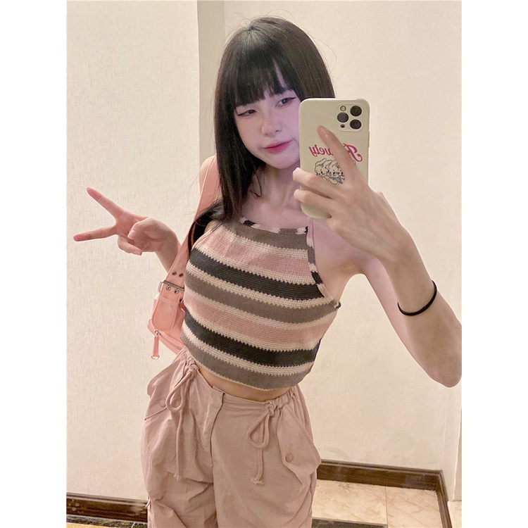 Red Merah Muda Overall Amerika Kasual Celana Pakaian Wanita Musim Panas Baru Pinggang Tinggi Kaki Lurus Desain Longgar Celana Lebar Kaki Celana