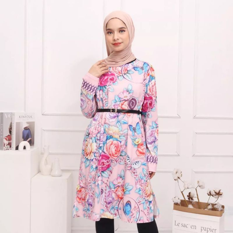 0614 TUNIK PINK IMPORT / 0214 TUNIK PUTIJ JUMBO / TUNIK JUMBO tunik import tunik bunga