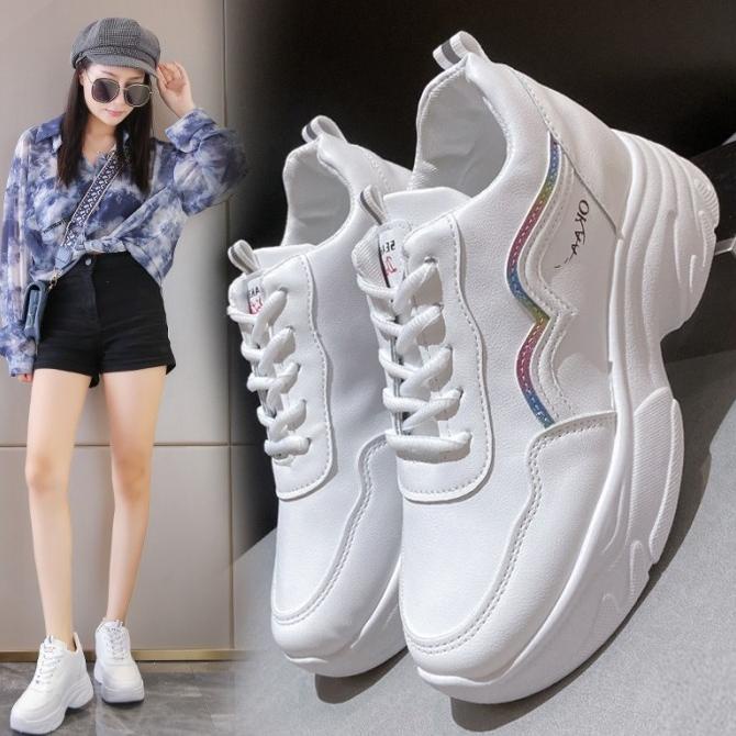 Promo Sepatu Cewek Sneakers Tinggi Spatu Putih Wanita Import Sneaker SP-181
