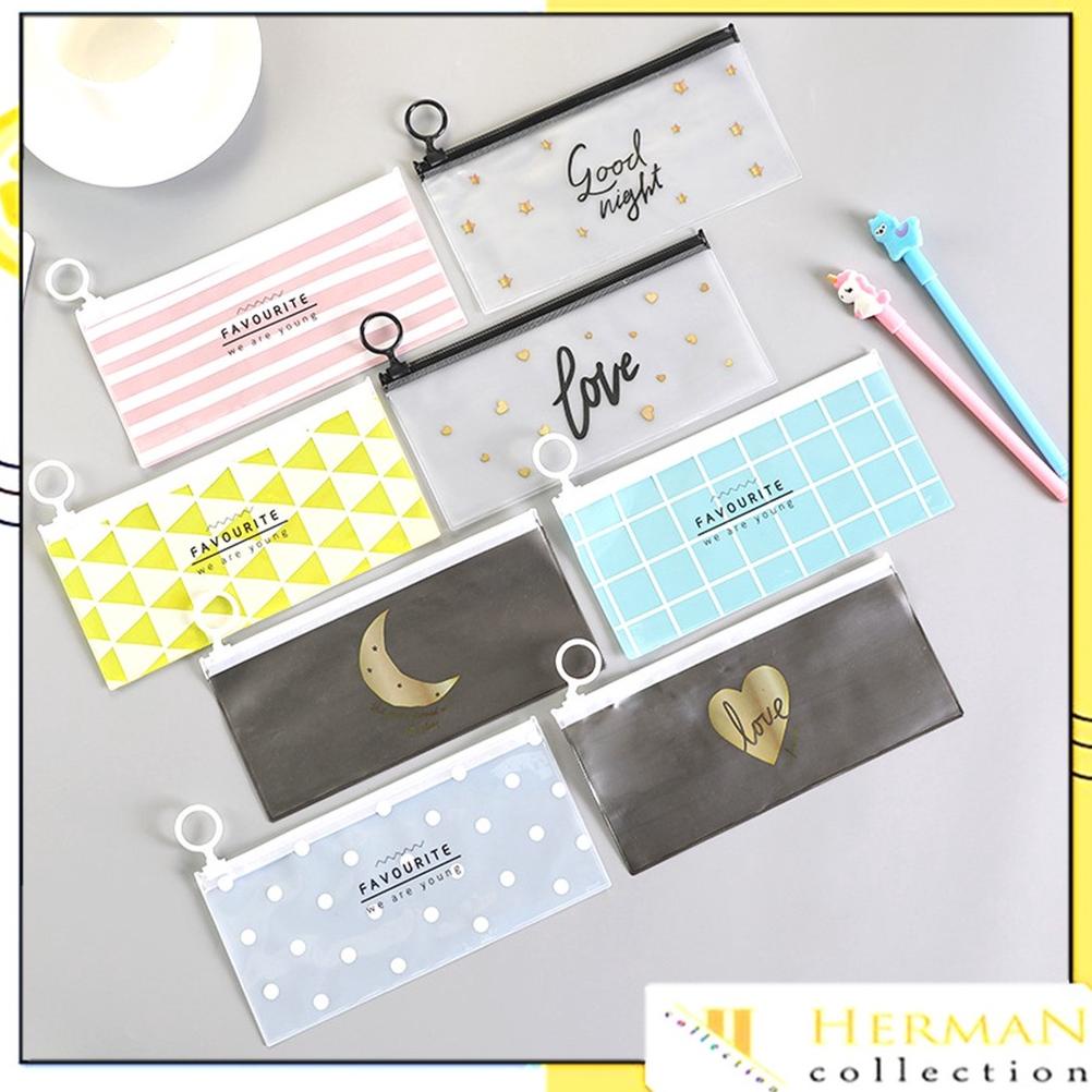 

HC Tempat Pensil Pulpen Transparan Ziplock Karakter Serbaguna Pouch Zip Lock Penyimpanan Kosmetik Pouch Zipper Pencil Case Tempat Penyimpanan Alat Tulis Murah Import