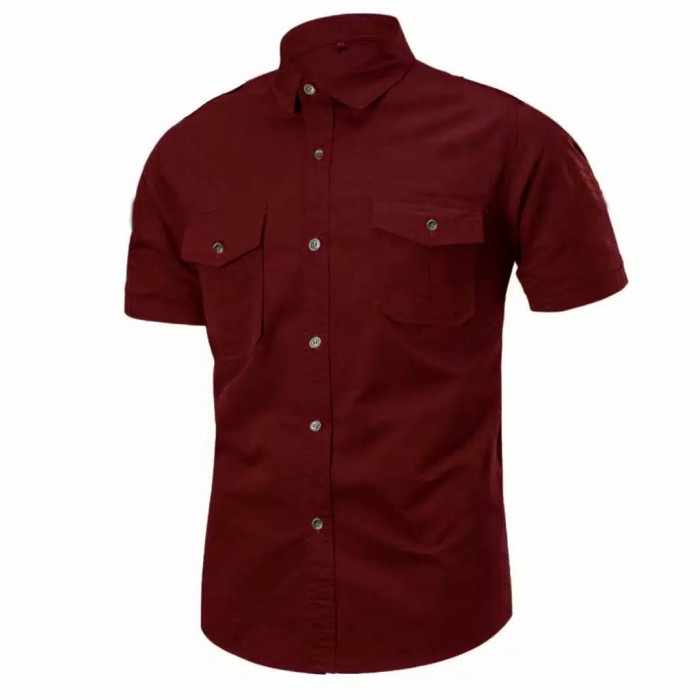 kemeja pria COD-6WARNA 5ukuran/ kemeja pria lengan pendek/hem pria CASUAL HYLOS - Maron, L(T1G5) kem