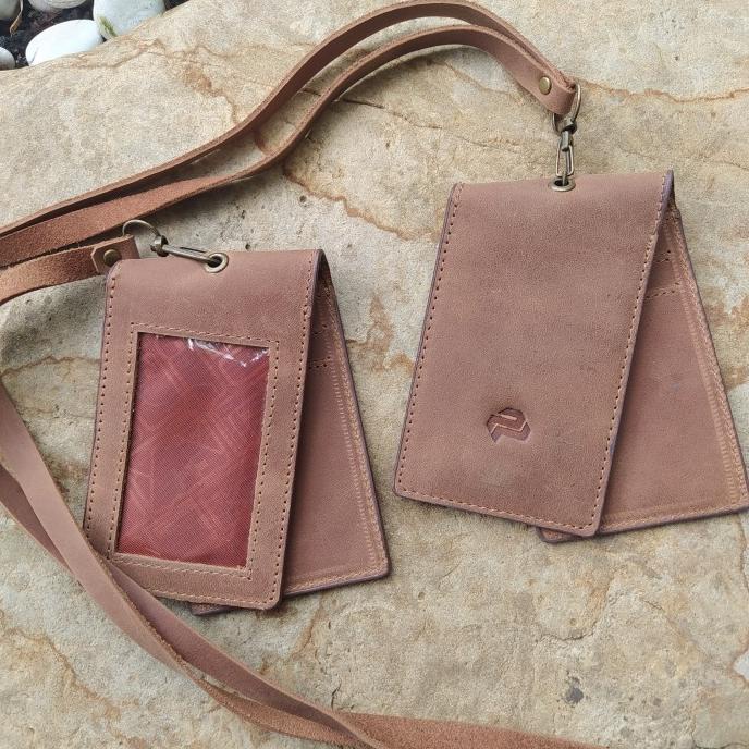 

Double flip id card holder magnet premium name tag lanyard kartu kerja