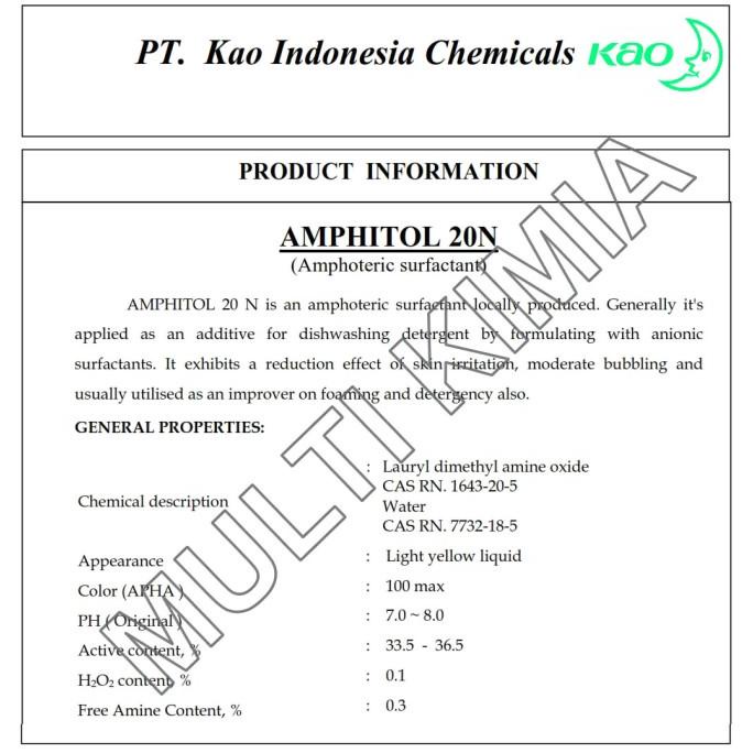 AMPHITOL 20B - Foam Booster Busa Besar - CAPB merk KAO 5 kg (4750ml)