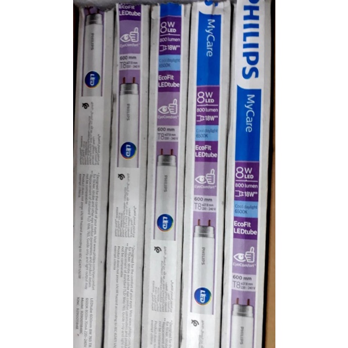 Lampu Philips TL Led Tube T8 Ecofit 8 Watt 600mm / 16 Watt 1200mm T8