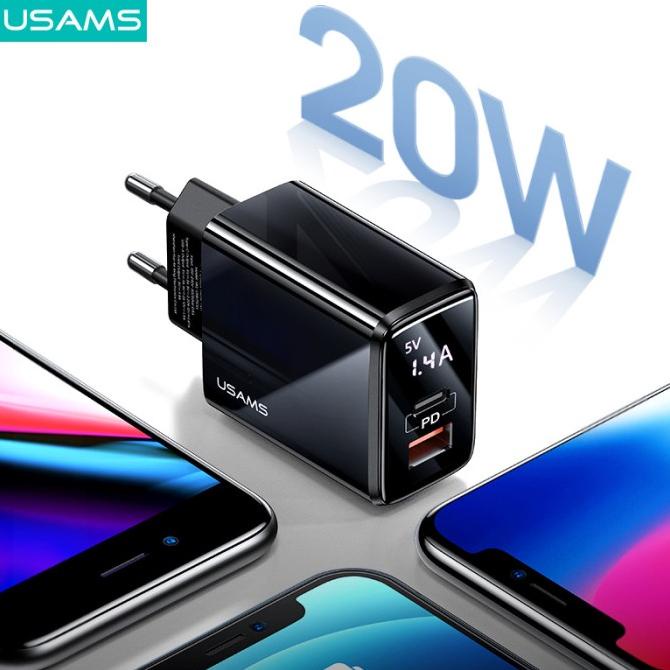 USAMS T40 Adapter Charger Fast Charge Digital Display QC3.0 PD 20W