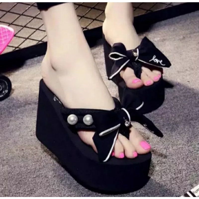 SandaL Wedges Wanita Motip Pitta Arkn023