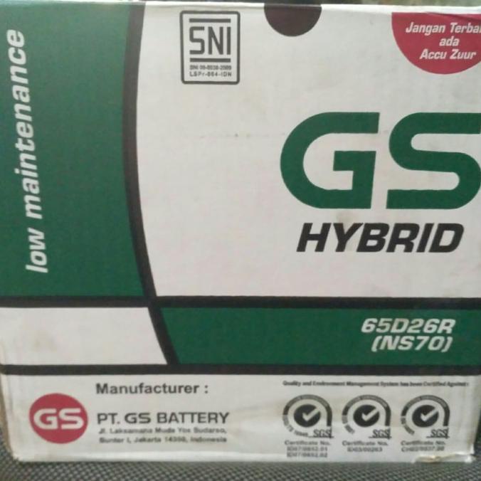 aki mobil / Battery GS astra type Hybrid NS70 12volt-65amper