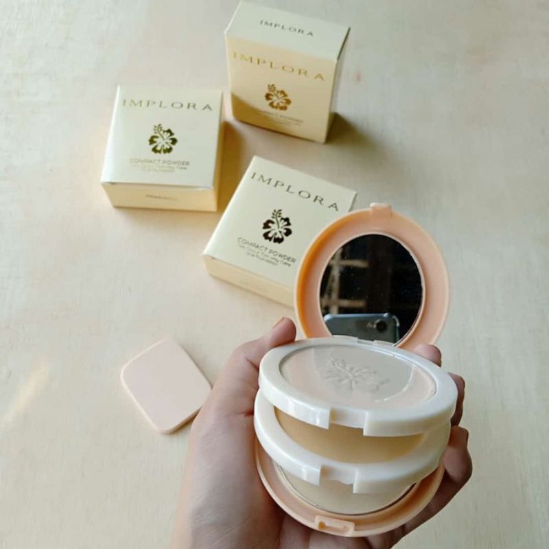 IMPLORA Compact Powder | Two Colour Two Way Cake - One Foundation | Bedak 3in1