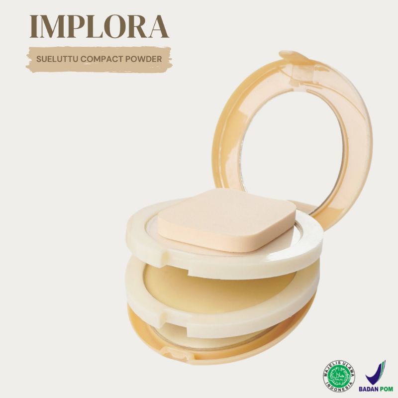 IMPLORA Compact Powder | Two Colour Two Way Cake - One Foundation | Bedak 3in1