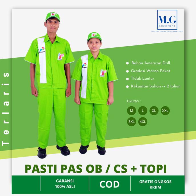 Seragam Kerja Pertamina Staf Office Boy + Topi | Baju Ob Spbu