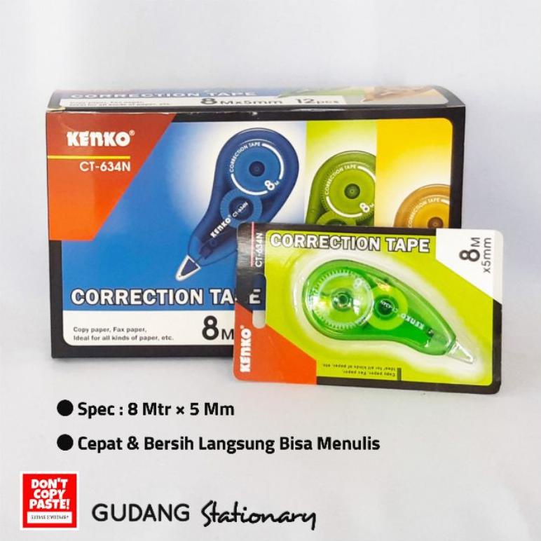 

Terlaris Correction Tape 8 M X 5 Mm Kenko [ Isi 12 Pcs ]