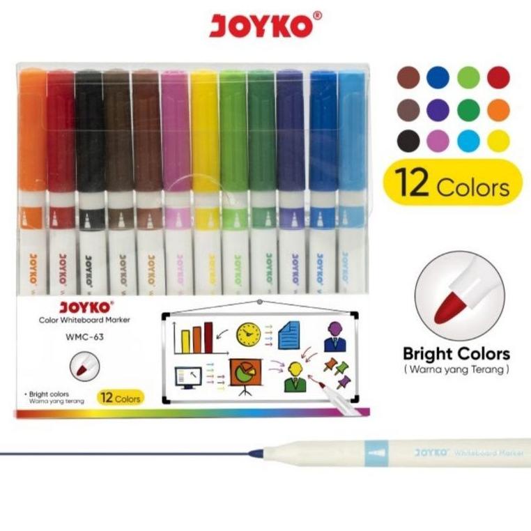 

Garansi Resmi Spidol Warna Papan Tulis Color Whiteboard Marker Joyko Wmc-63 12 Warna