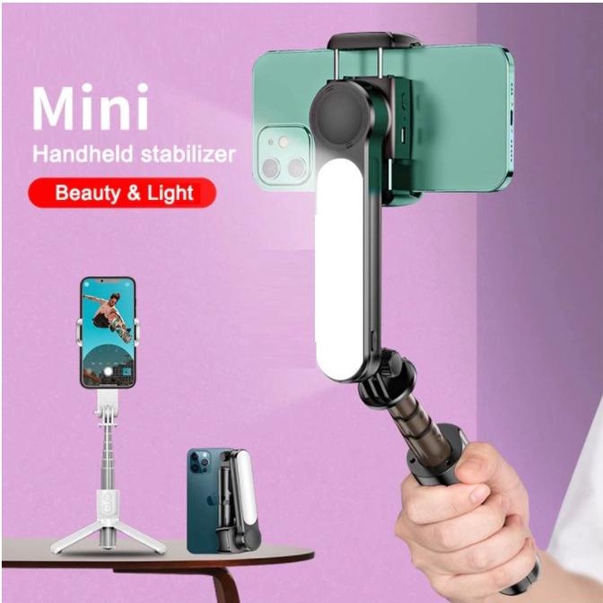 L09 Gimbal Stabilizer Selfie Stick Tripod Shooter Lampu HP Smartphone
