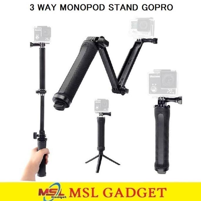3 Way Tongkat Monopod Tongsis GoPro Brica SBox Action Camera