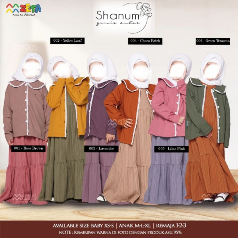 Shanum Set Gamis Outer by Zeta / Setelan Gamis Outer Anak