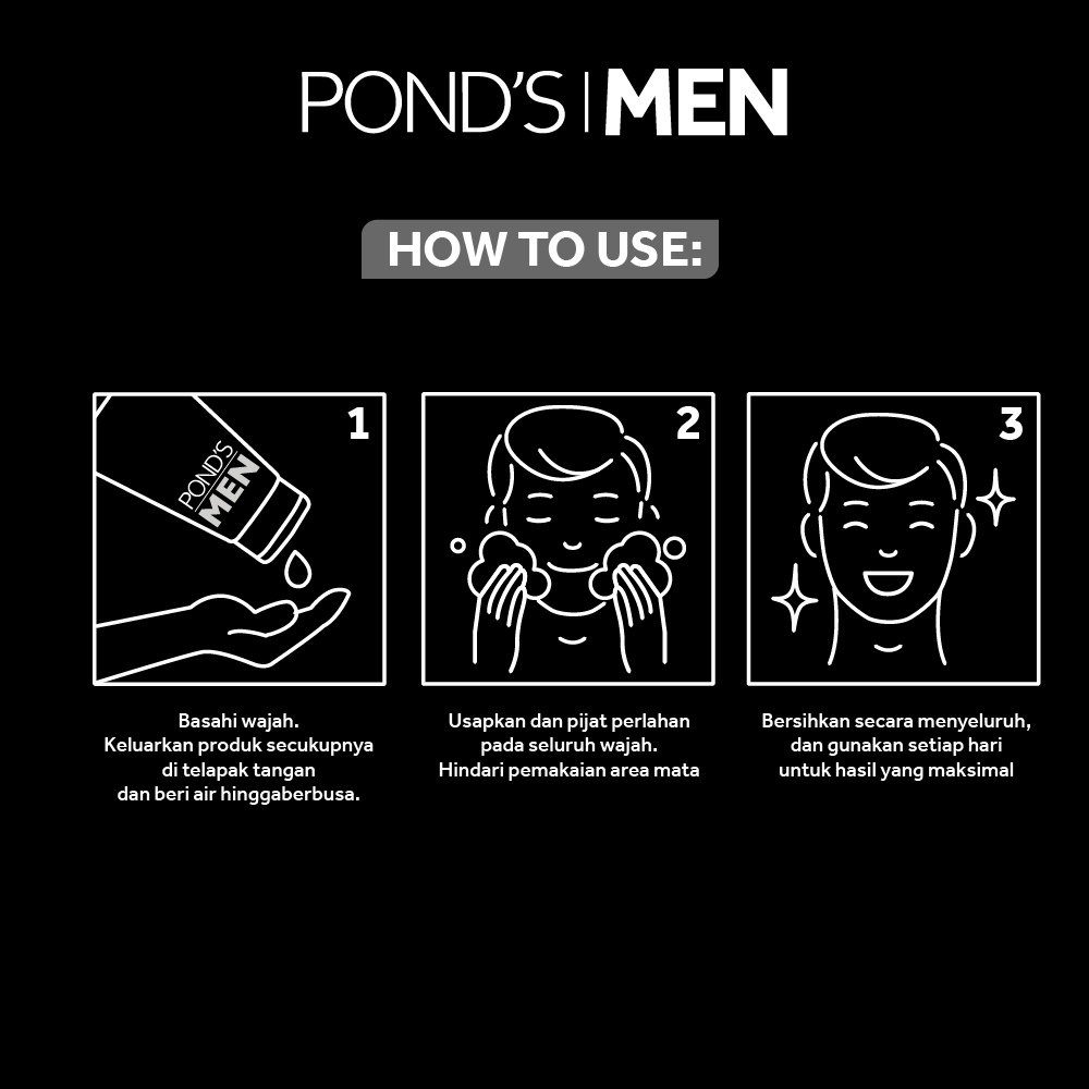 Ponds Men Facial Wash Bright Boost 100 G - Pencuci Muka Untuk Pria, Sabun Jerawat Pria