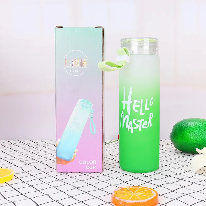 Botol Minum Kaca Hello Master Tumbler Warna / Glass Water Bottle - BUM