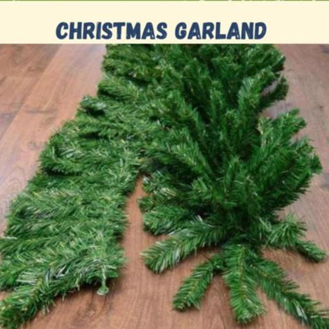 Aksesoris Pohon Natal / Garland Natal / Daun Garland Hijau