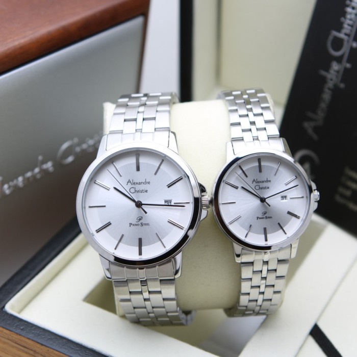 Terlaris Jam Tangan Couple Alexandre Christie Ac 1036 Ac1036 Silver Original