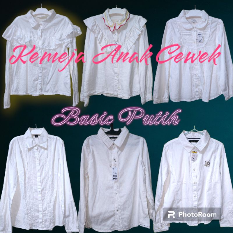 Kemeja Putih Anak Cewek Perempuan Branded Murah