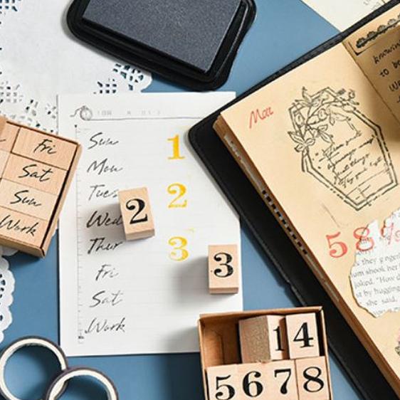 

Promo Habis 1 Set Wooden Stamp Vintage Retro Month Week Day Diy Journal Scrapbook Stempel Kayu Bulan Hari Aesthetic Hb1364