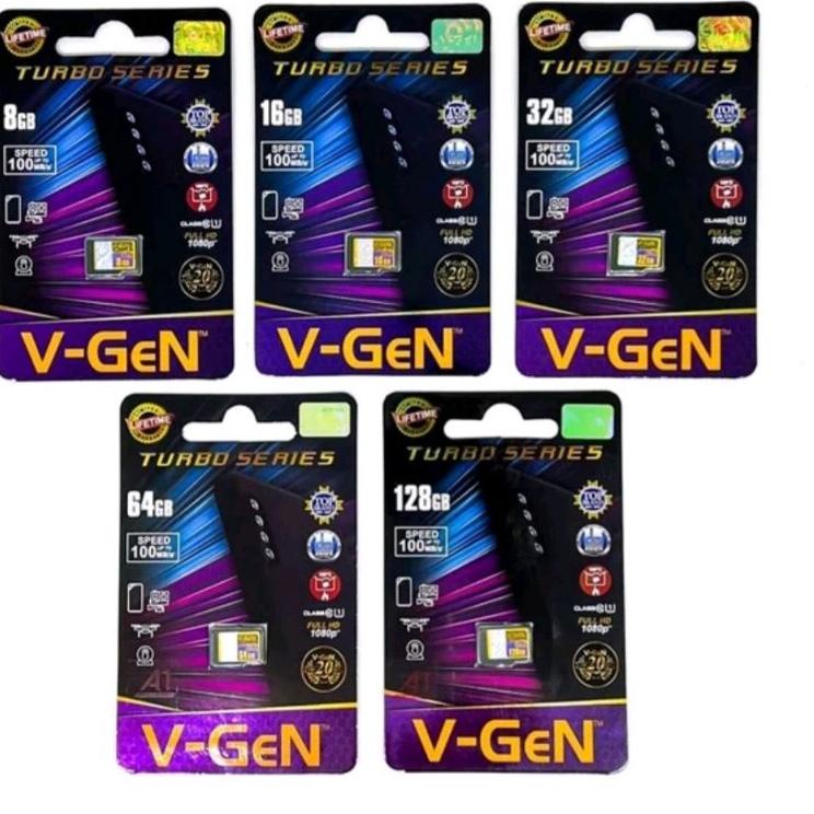 Spesial Diskon Memory ORIGINAL V-GEN TURBO Class 10 8GB/16GB/32GB/64GB/128GB/256GB Speed 100MB/S Mic