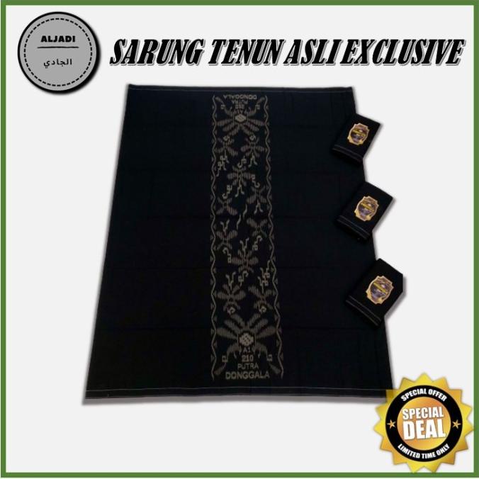 Sarung Asli Donggala Premium Impor Exclusive Hitam Polos Cosmo 3D