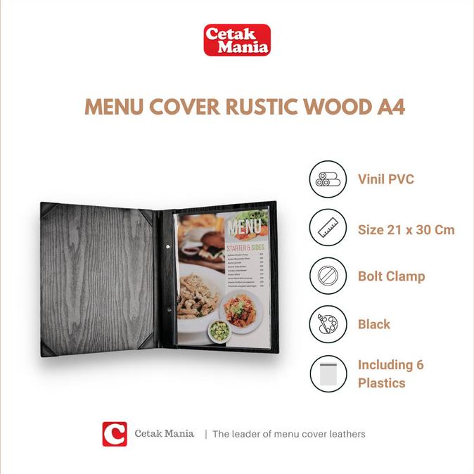 

READY STOCK "BUKU MENU RESTORAN VINIL" - SERAT KAYU - HITAM