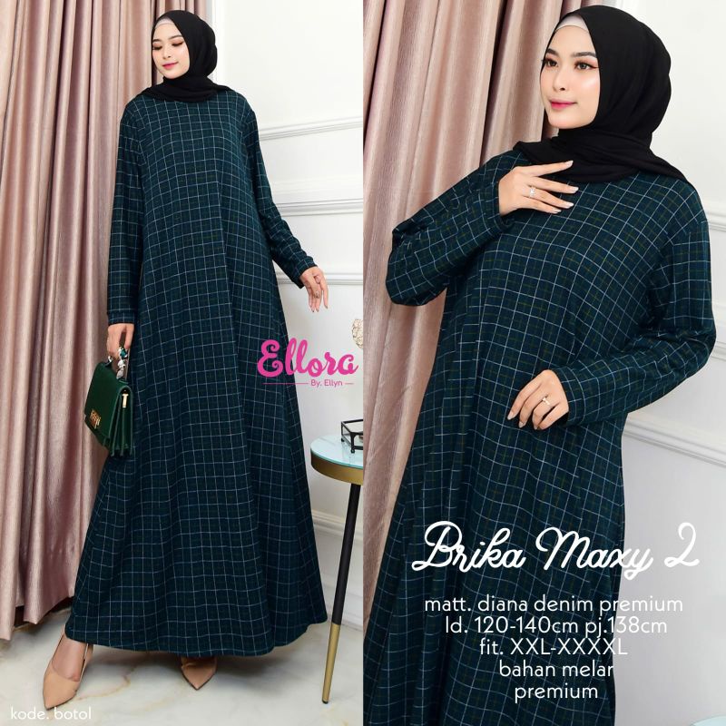 [Jumbo] brika maxy bahan diana denim premium melar motif kotak tartan