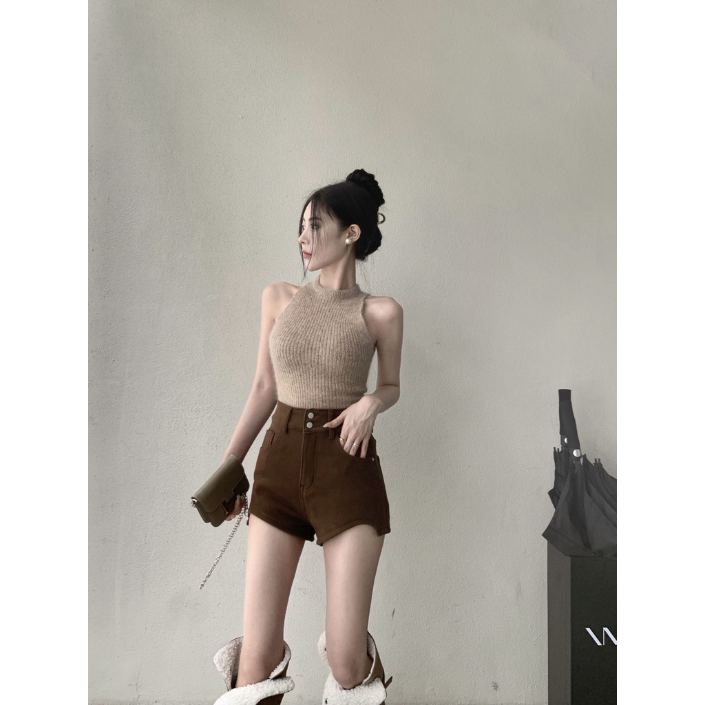 Red Hot girl a-line straight denim shorts wanita musim panas baru kecil pinggang tinggi tidak teratur lebar kaki hot pants tren