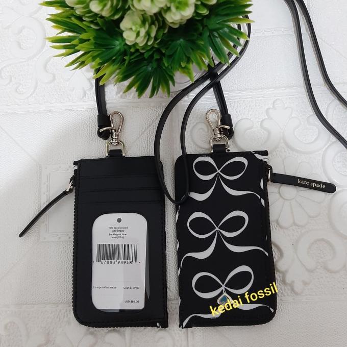 

card case lanyard jae black, elegant bow