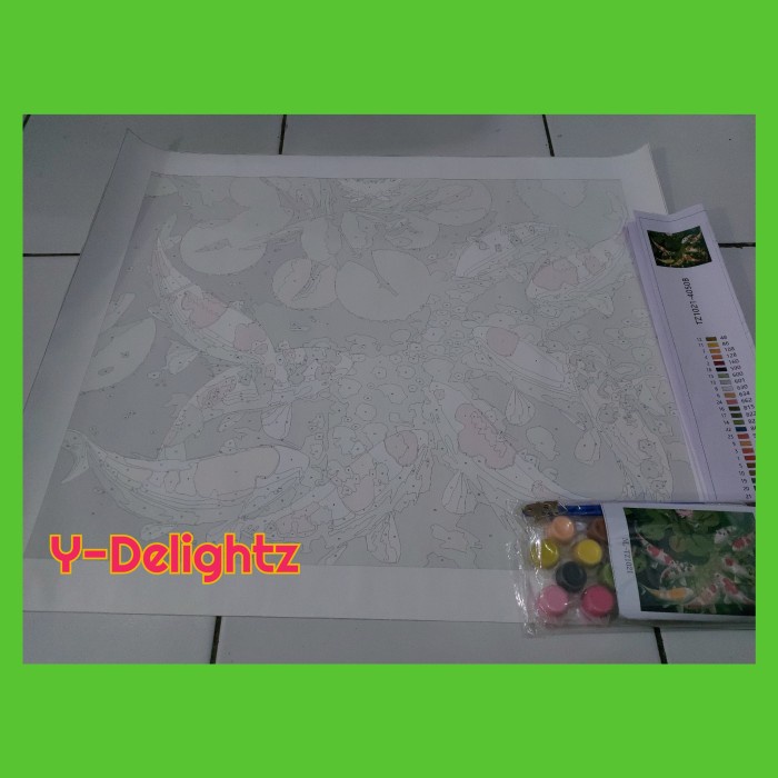 Flash Sale Diy Painting By Number - Colour Canvas - 9 Koi Fish - 2 Terbaru