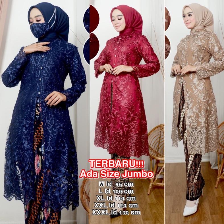 Kebaya Tunik Atasan Mutiara Kancing Depan- Kebaya Bahan Tule Tebal - Kebaya Kondangan - Kebaya Pesta
