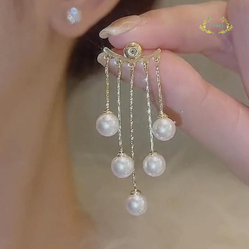 [antop] Premium Mutiara Rumbai Wanita Anting Masuk Lux Anting Temperamen Anting