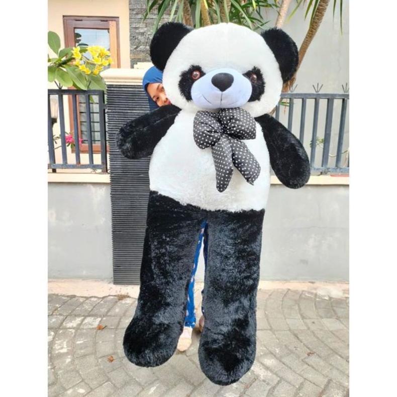 Boneka Beruang Panda Jumbo Besar 1.2 Meter Dan Boba Jumbo LED Lampu Label SNI